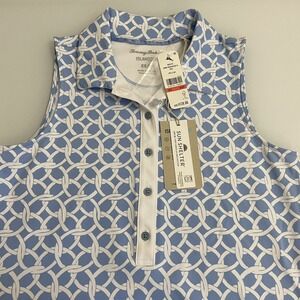 Tommy Bahama Women Aubrey Interlock Bay Polo‎ Shirt XS Blue White Sleeveless NWT